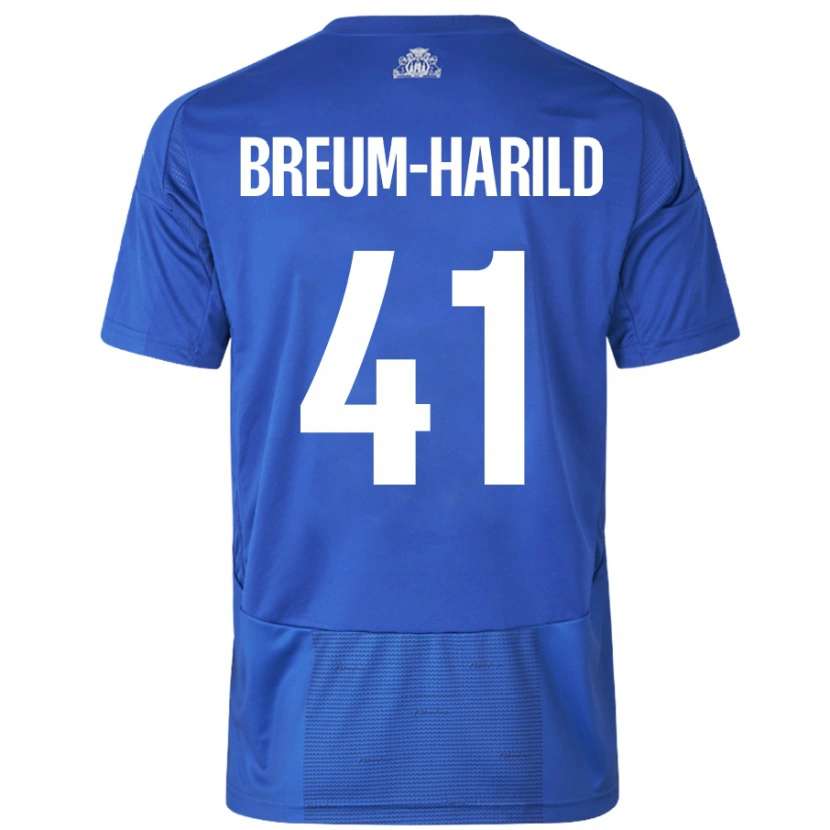 Danxen Kinderen Tobias Breum-Harild #41 Wit Blauw Uitshirt Uittenue 2024/25 T-Shirt