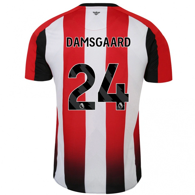 Danxen Heren Mikkel Damsgaard #24 Rood Wit Thuisshirt Thuistenue 2024/25 T-Shirt