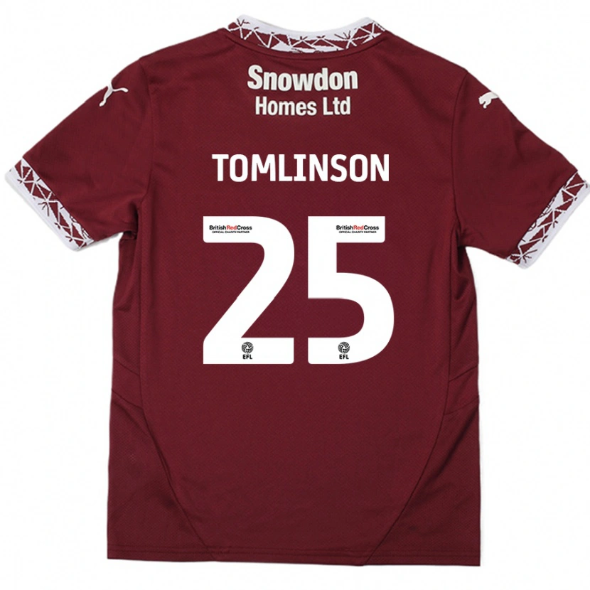 Danxen Heren Josh Tomlinson #25 Bordeauxrood Thuisshirt Thuistenue 2024/25 T-Shirt