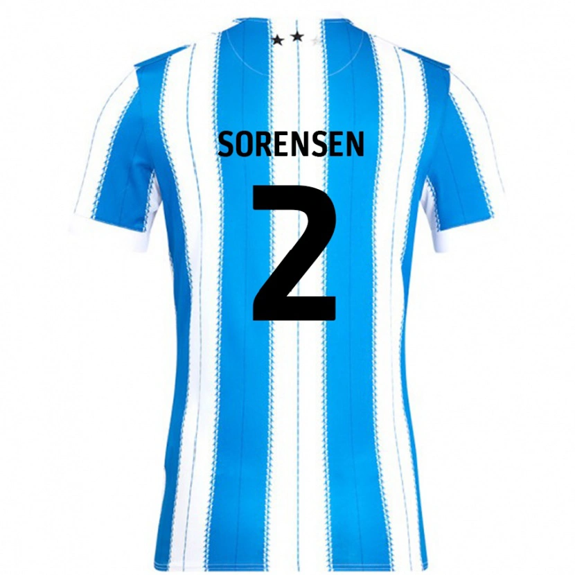 Danxen Heren Lasse Sørensen #2 Blauw Wit Thuisshirt Thuistenue 2024/25 T-Shirt