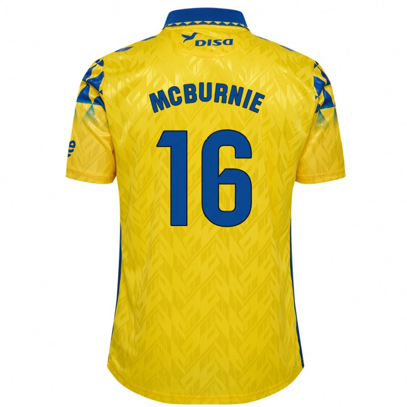 Danxen Heren Oli Mcburnie #16 Geel Blauw Thuisshirt Thuistenue 2024/25 T-Shirt