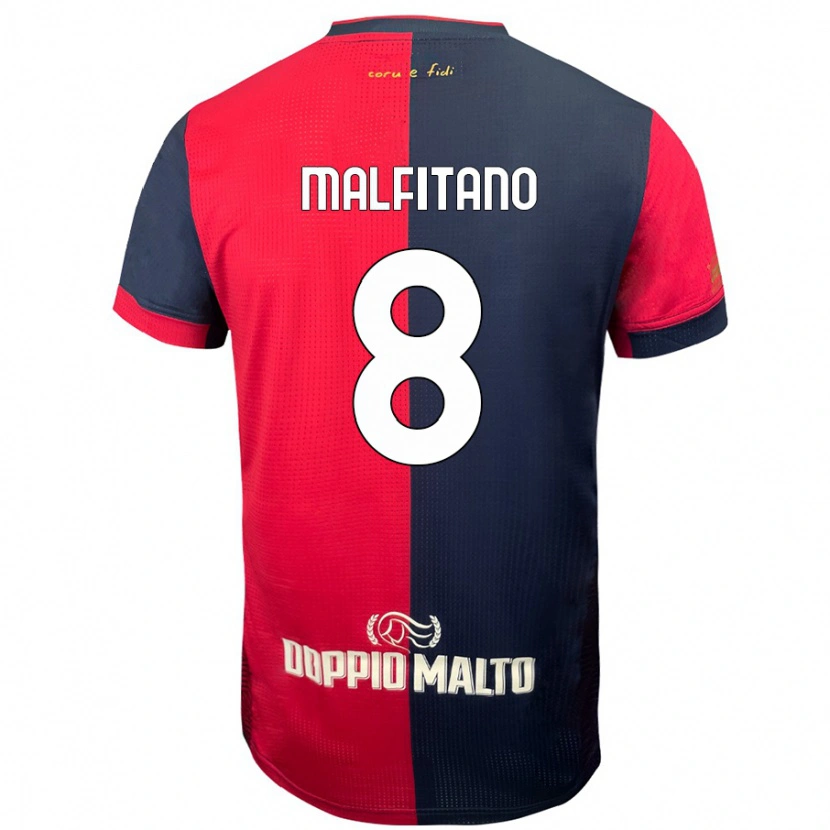 Danxen Heren Roberto Malfitano #8 Rood Donkerder Blauw Thuisshirt Thuistenue 2024/25 T-Shirt