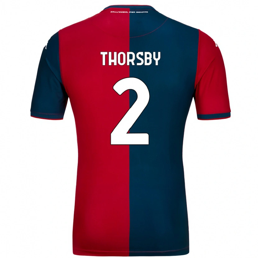 Danxen Heren Morten Thorsby #2 Rood Donkerblauw Thuisshirt Thuistenue 2024/25 T-Shirt