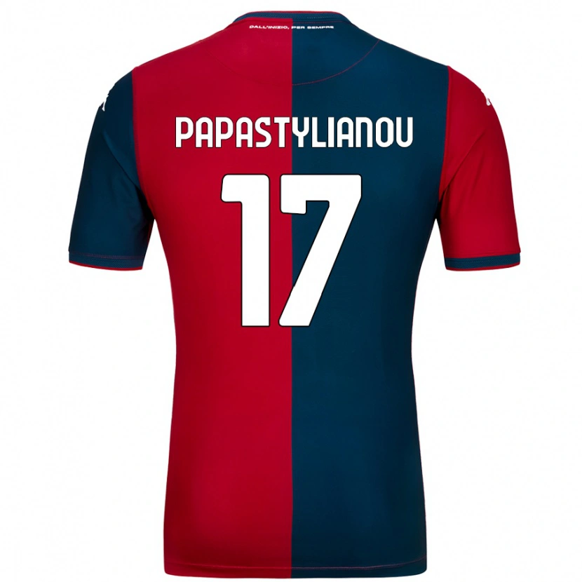 Danxen Heren Lysandros Andreas Papastylianou #17 Rood Donkerblauw Thuisshirt Thuistenue 2024/25 T-Shirt