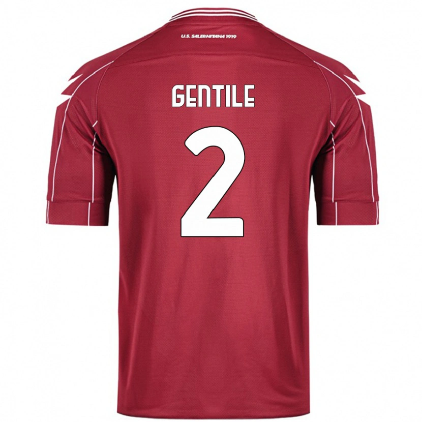 Danxen Heren Davide Gentile #2 Bordeauxrood Thuisshirt Thuistenue 2024/25 T-Shirt