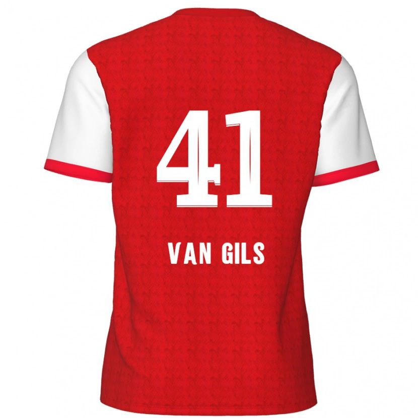 Danxen Heren Mathis Van Gils #41 Rood Wit Thuisshirt Thuistenue 2024/25 T-Shirt