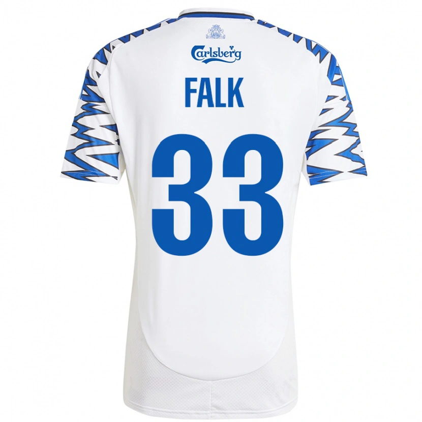 Danxen Heren Rasmus Falk #33 Wit Hemelsblauw Thuisshirt Thuistenue 2024/25 T-Shirt