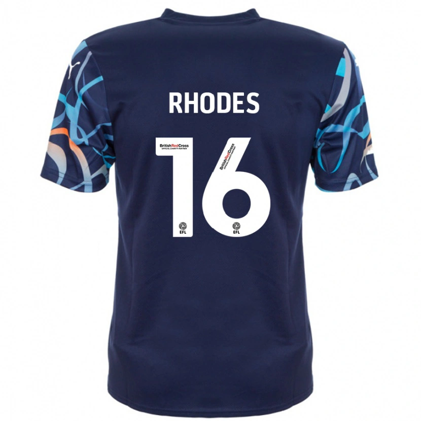 Danxen Heren Jordan Rhodes #16 Marineblauw Uitshirt Uittenue 2024/25 T-Shirt