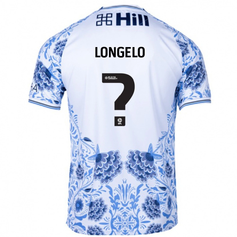 Danxen Heren Emmanuel Longelo #0 Wit Blauw Uitshirt Uittenue 2024/25 T-Shirt