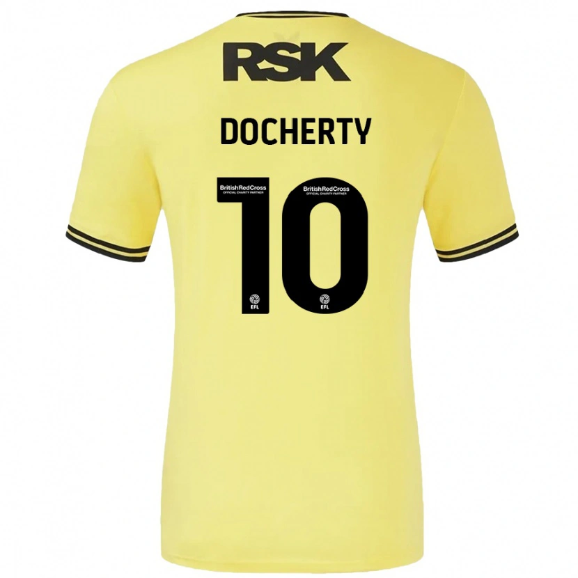 Danxen Heren Greg Docherty #10 Geel Zwart Uitshirt Uittenue 2024/25 T-Shirt