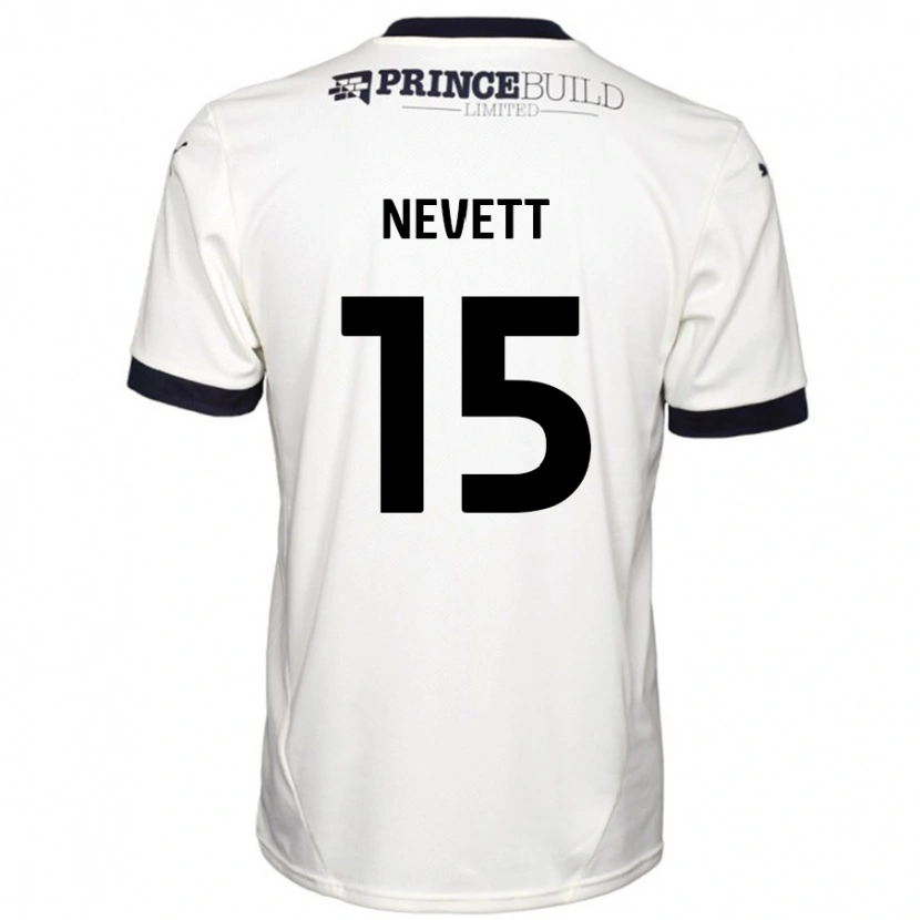 Danxen Heren George Nevett #15 Gebroken Wit Zwart Uitshirt Uittenue 2024/25 T-Shirt