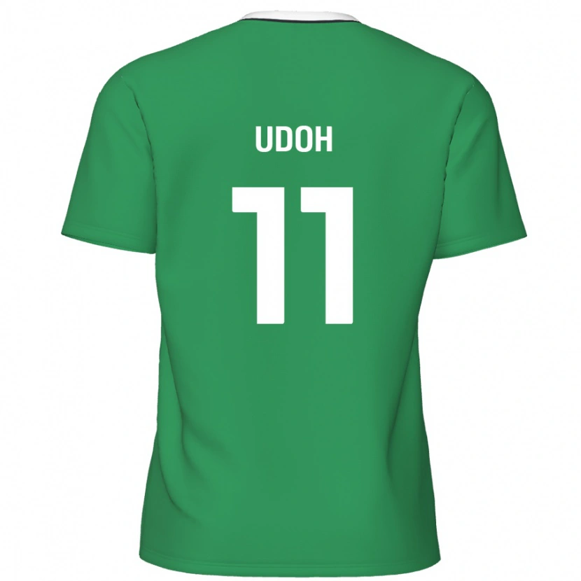 Danxen Heren Daniel Udoh #11 Groen Witte Strepen Uitshirt Uittenue 2024/25 T-Shirt