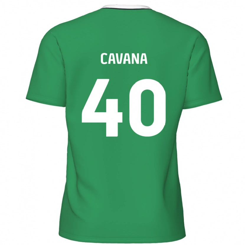 Danxen Heren Max Cavana #40 Groen Witte Strepen Uitshirt Uittenue 2024/25 T-Shirt