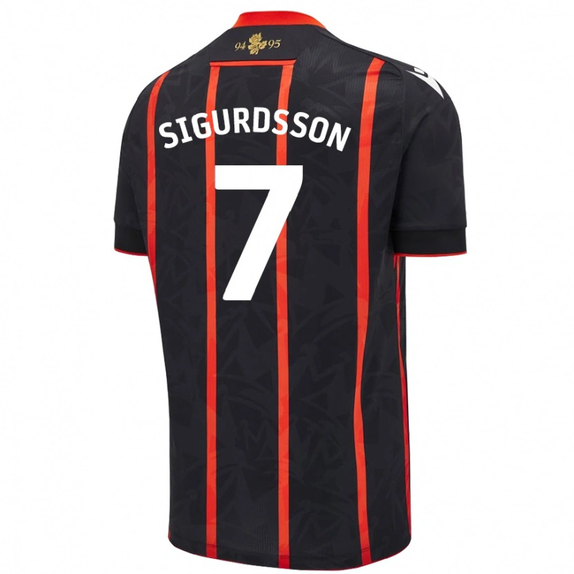 Danxen Heren Arnór Sigurdsson #7 Zwart Rood Uitshirt Uittenue 2024/25 T-Shirt