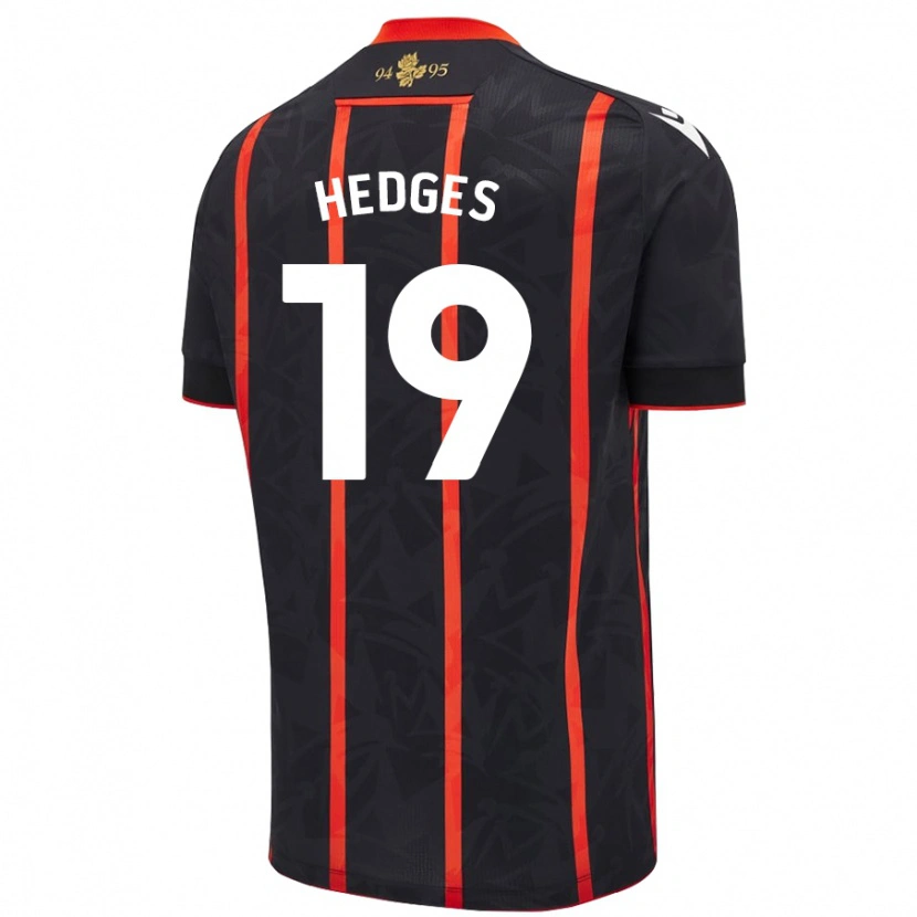 Danxen Heren Ryan Hedges #19 Zwart Rood Uitshirt Uittenue 2024/25 T-Shirt