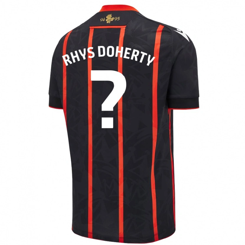 Danxen Heren Rhys Doherty #0 Zwart Rood Uitshirt Uittenue 2024/25 T-Shirt