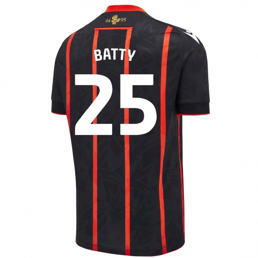 Danxen Heren Jake Batty #25 Zwart Rood Uitshirt Uittenue 2024/25 T-Shirt