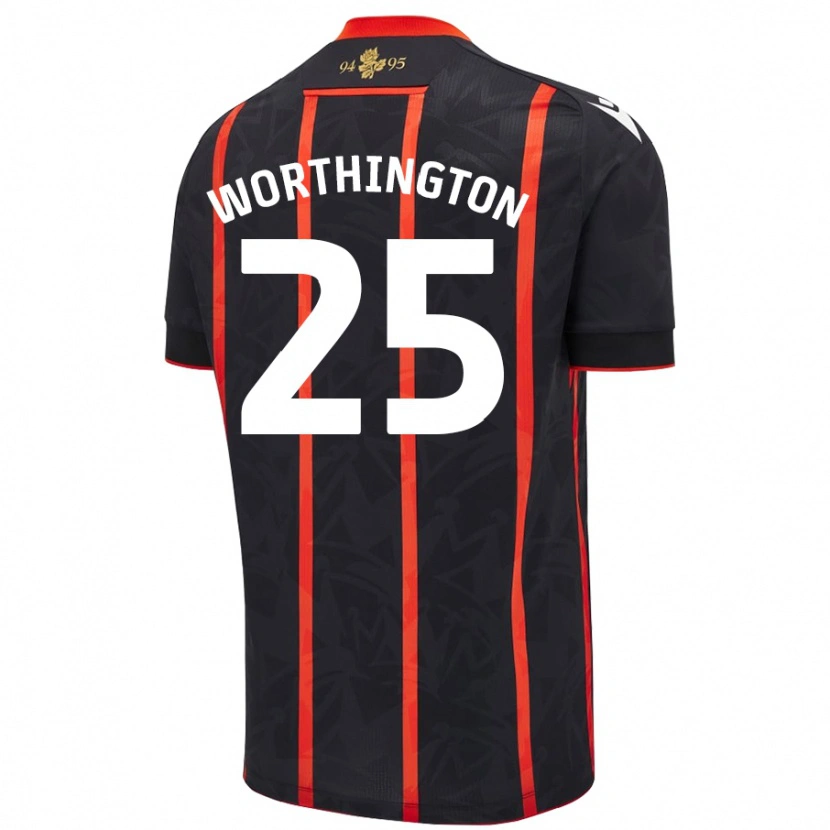 Danxen Heren Nicola Worthington #25 Zwart Rood Uitshirt Uittenue 2024/25 T-Shirt