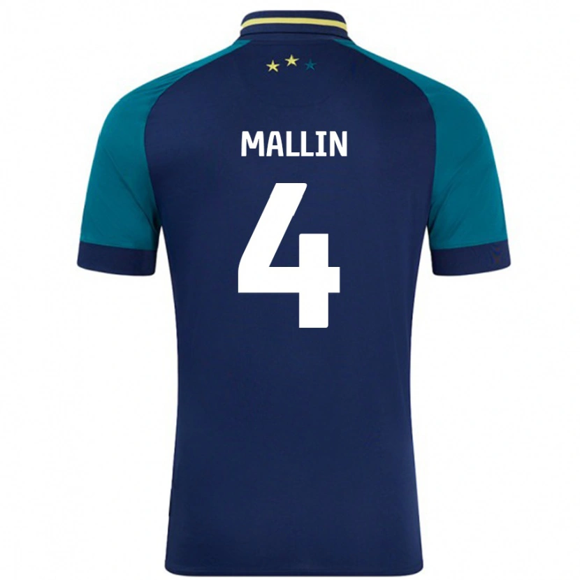 Danxen Heren Kate Mallin #4 Marineblauw Donkergroen Uitshirt Uittenue 2024/25 T-Shirt