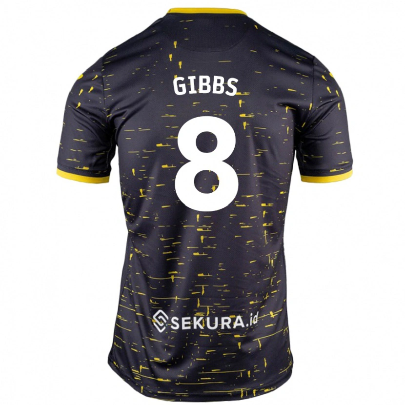 Danxen Heren Liam Gibbs #8 Zwart Geel Uitshirt Uittenue 2024/25 T-Shirt