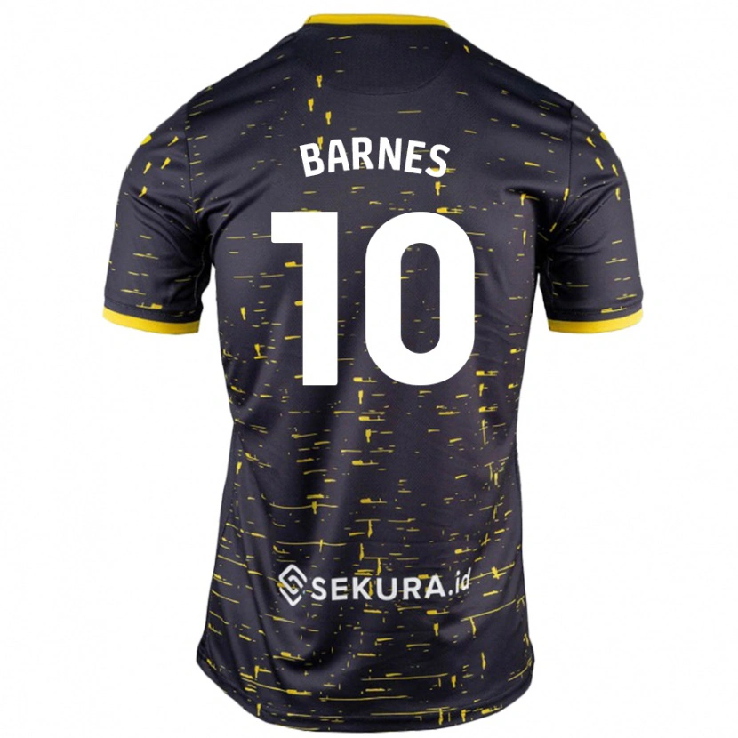 Danxen Heren Ashley Barnes #10 Zwart Geel Uitshirt Uittenue 2024/25 T-Shirt