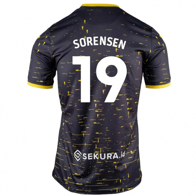 Danxen Heren Jacob Lungi Sørensen #19 Zwart Geel Uitshirt Uittenue 2024/25 T-Shirt