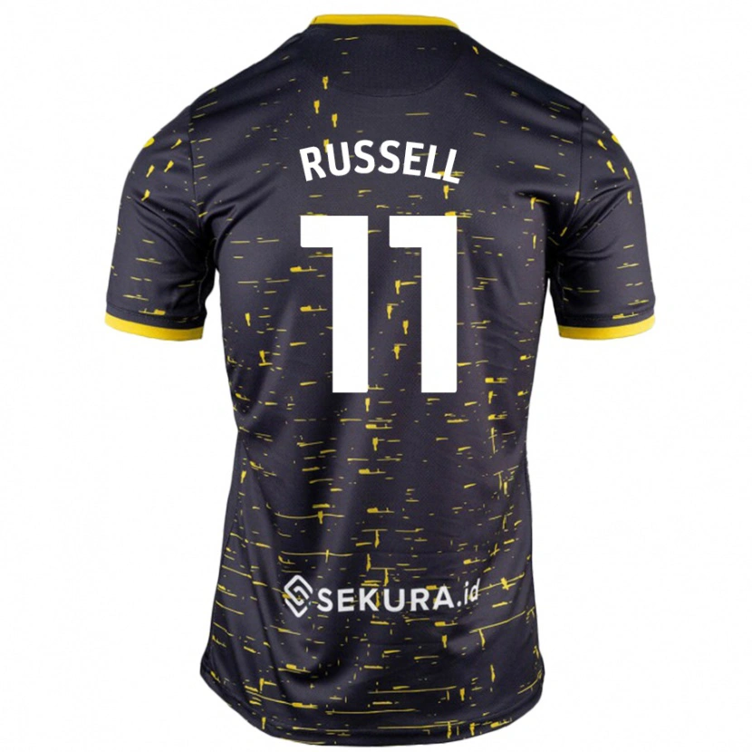 Danxen Heren Rebecca Russell #11 Zwart Geel Uitshirt Uittenue 2024/25 T-Shirt