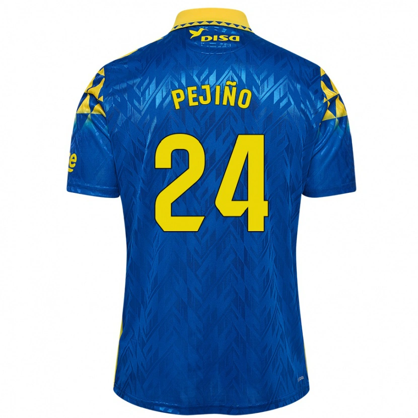 Danxen Heren Pejiño #24 Blauw Geel Uitshirt Uittenue 2024/25 T-Shirt