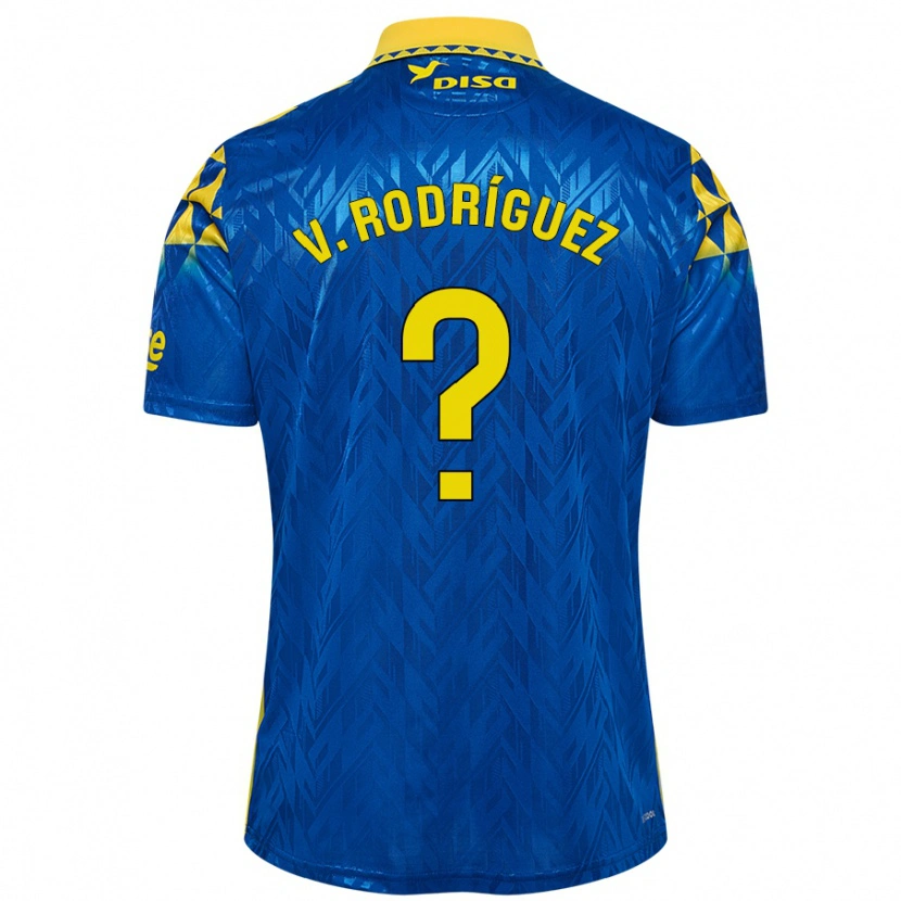 Danxen Heren Carlos Vicente Rodríguez #0 Blauw Geel Uitshirt Uittenue 2024/25 T-Shirt