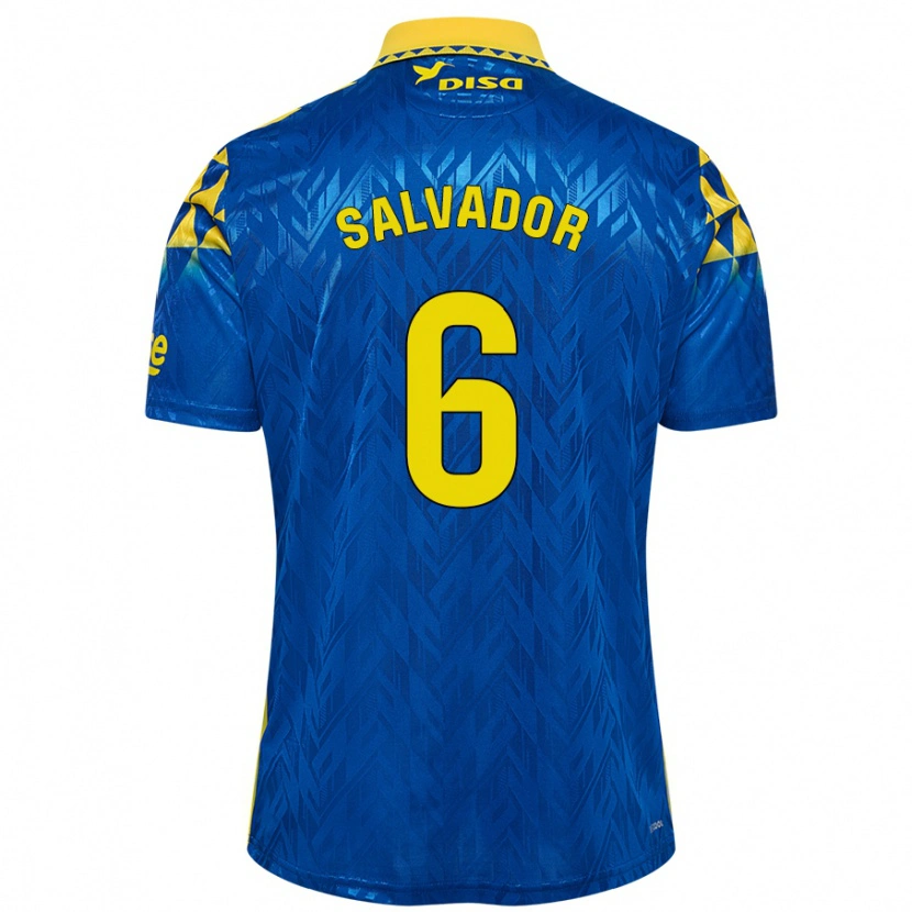 Danxen Heren Pol Salvador #6 Blauw Geel Uitshirt Uittenue 2024/25 T-Shirt