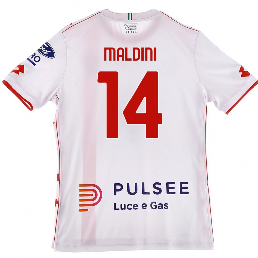 Danxen Heren Daniel Maldini #14 Wit Rood Uitshirt Uittenue 2024/25 T-Shirt