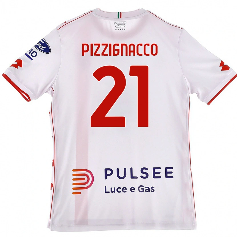 Danxen Heren Semuel Pizzignacco #21 Wit Rood Uitshirt Uittenue 2024/25 T-Shirt