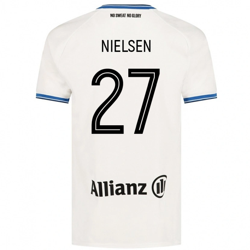 Danxen Heren Casper Nielsen #27 Wit Uitshirt Uittenue 2024/25 T-Shirt