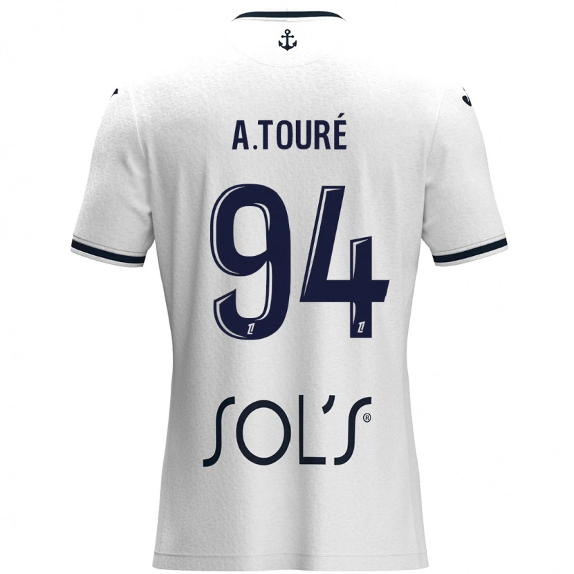 Danxen Heren Abdoulaye Touré #94 Wit Donkerblauw Uitshirt Uittenue 2024/25 T-Shirt