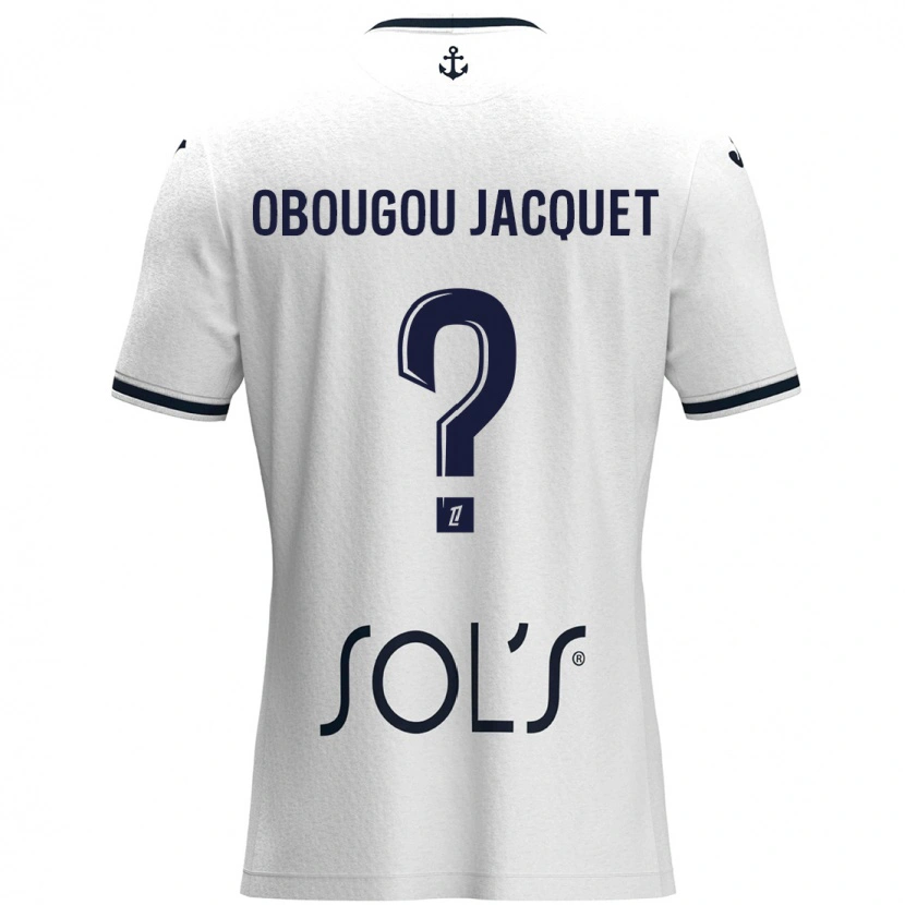 Danxen Heren Noam Obougou Jacquet #0 Wit Donkerblauw Uitshirt Uittenue 2024/25 T-Shirt