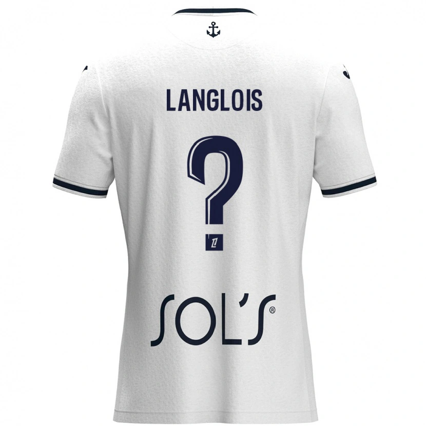 Danxen Heren Sacha Langlois #0 Wit Donkerblauw Uitshirt Uittenue 2024/25 T-Shirt