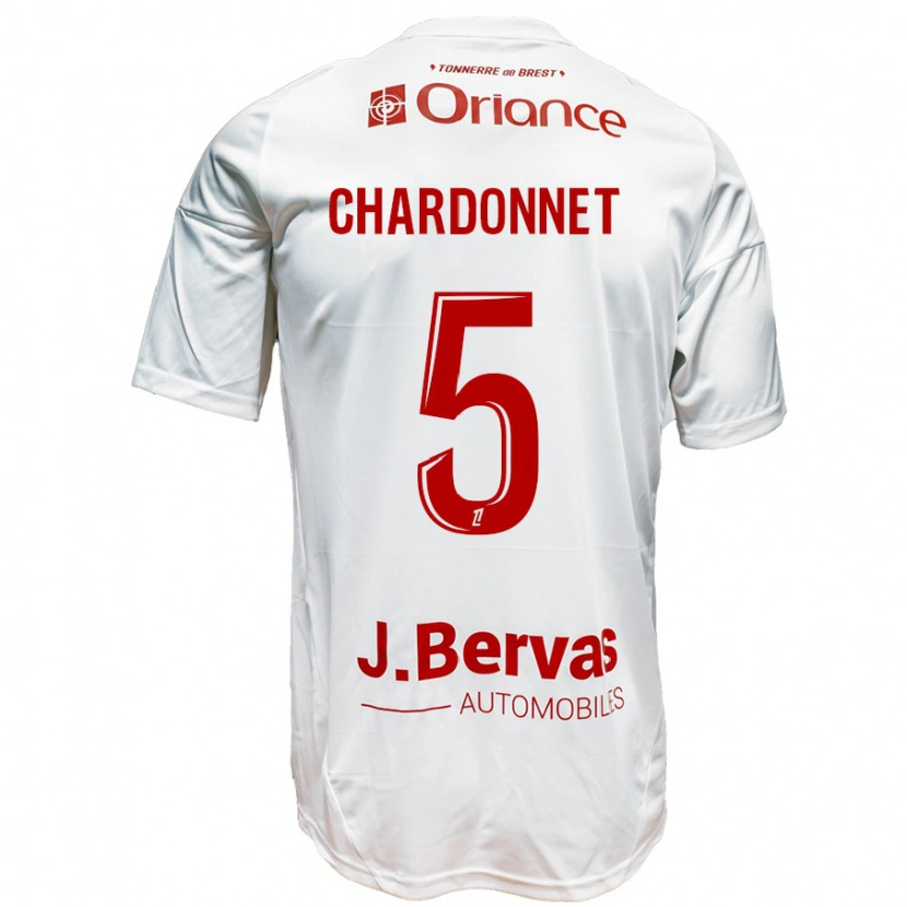 Danxen Heren Brendan Chardonnet #5 Wit Rood Uitshirt Uittenue 2024/25 T-Shirt