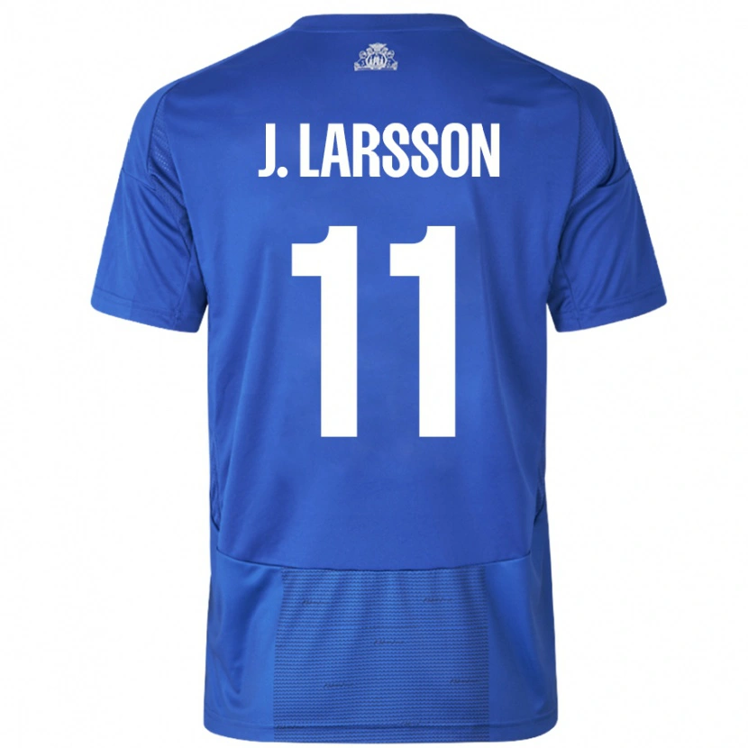 Danxen Heren Jordan Larsson #11 Wit Blauw Uitshirt Uittenue 2024/25 T-Shirt