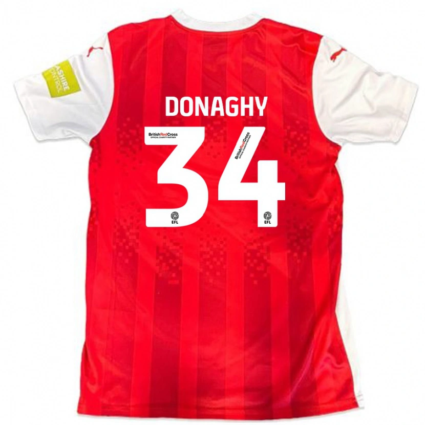 Danxen Dames Tom Donaghy #34 Rood Wit Thuisshirt Thuistenue 2024/25 T-Shirt