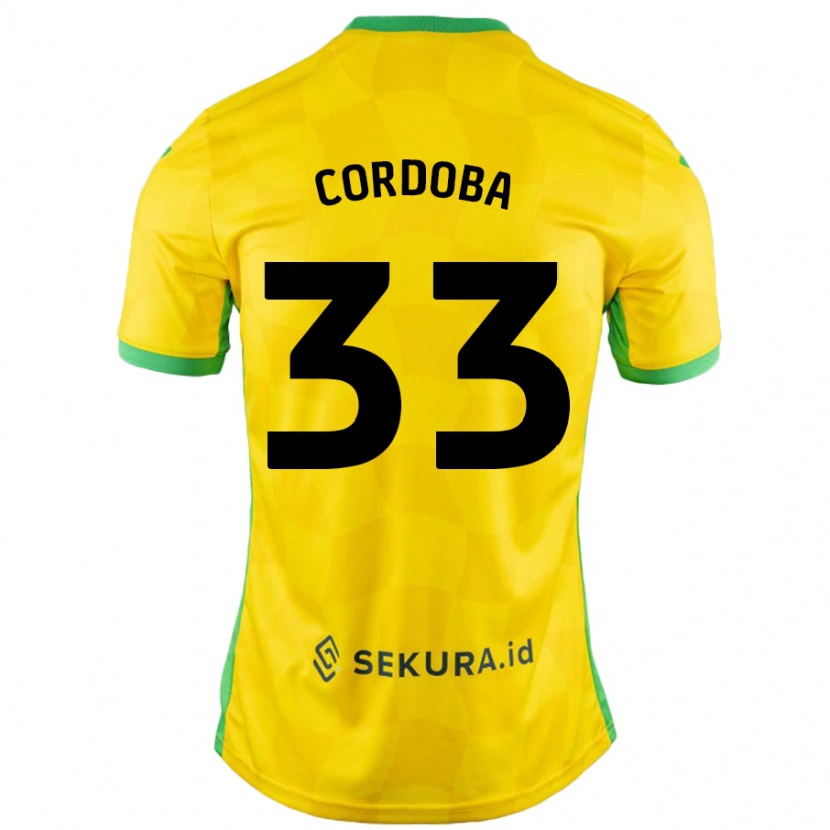 Danxen Dames José Córdoba #33 Geel Groen Thuisshirt Thuistenue 2024/25 T-Shirt