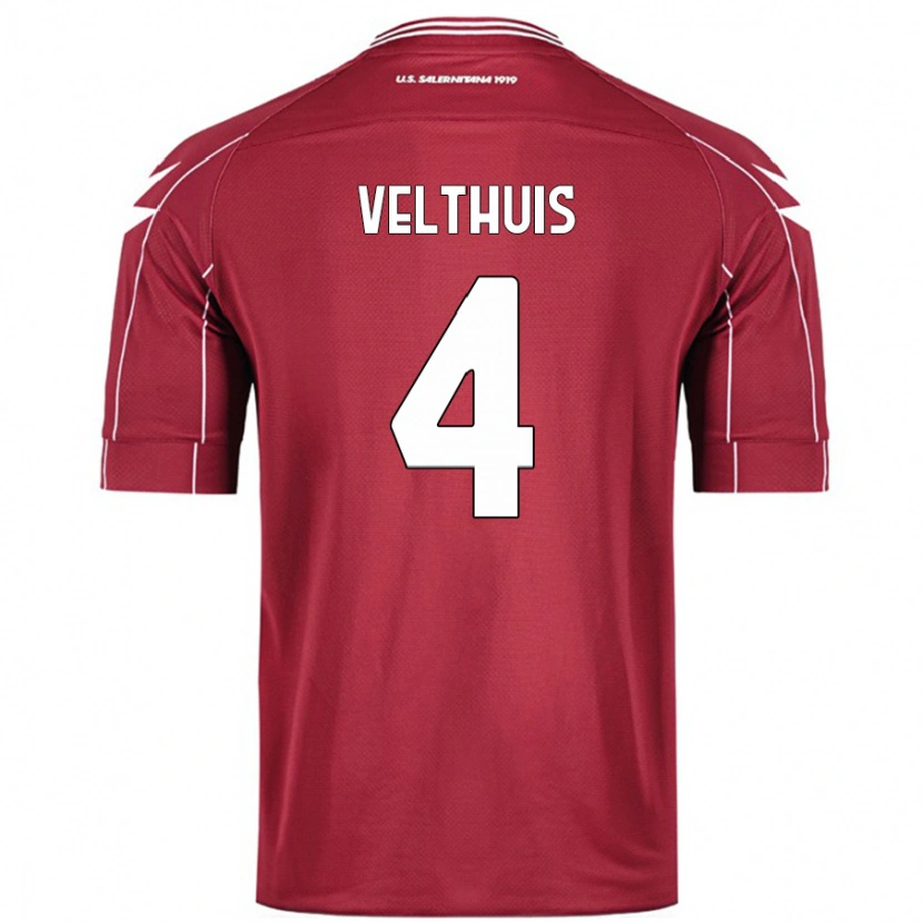 Danxen Dames Tijs Velthuis #4 Bordeauxrood Thuisshirt Thuistenue 2024/25 T-Shirt