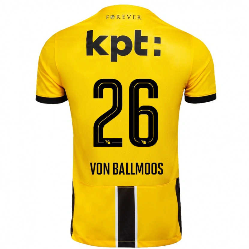 Danxen Dames David Von Ballmoos #26 Geel Zwart Thuisshirt Thuistenue 2024/25 T-Shirt