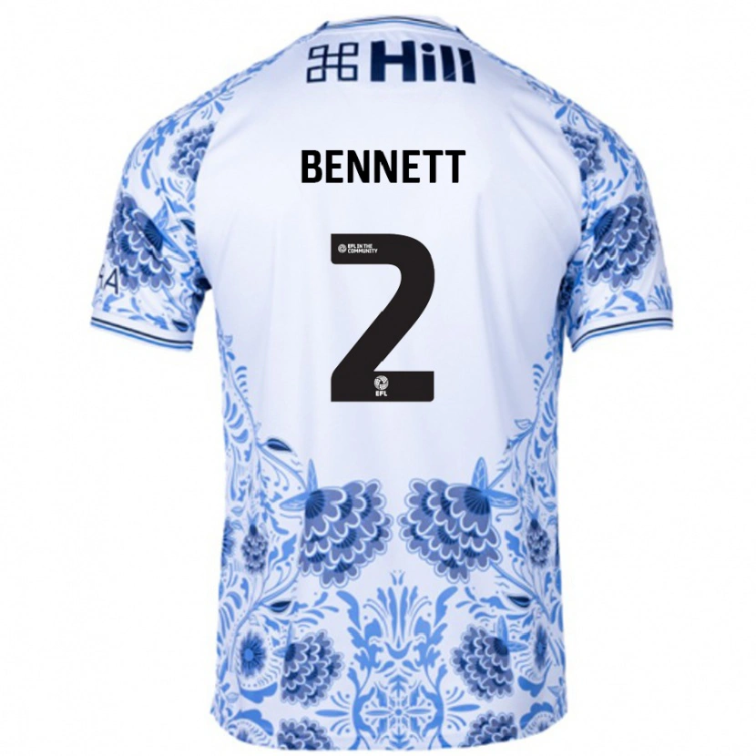 Danxen Dames Liam Bennett #2 Wit Blauw Uitshirt Uittenue 2024/25 T-Shirt