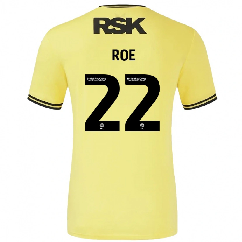 Danxen Dames Bethan Roe #22 Geel Zwart Uitshirt Uittenue 2024/25 T-Shirt