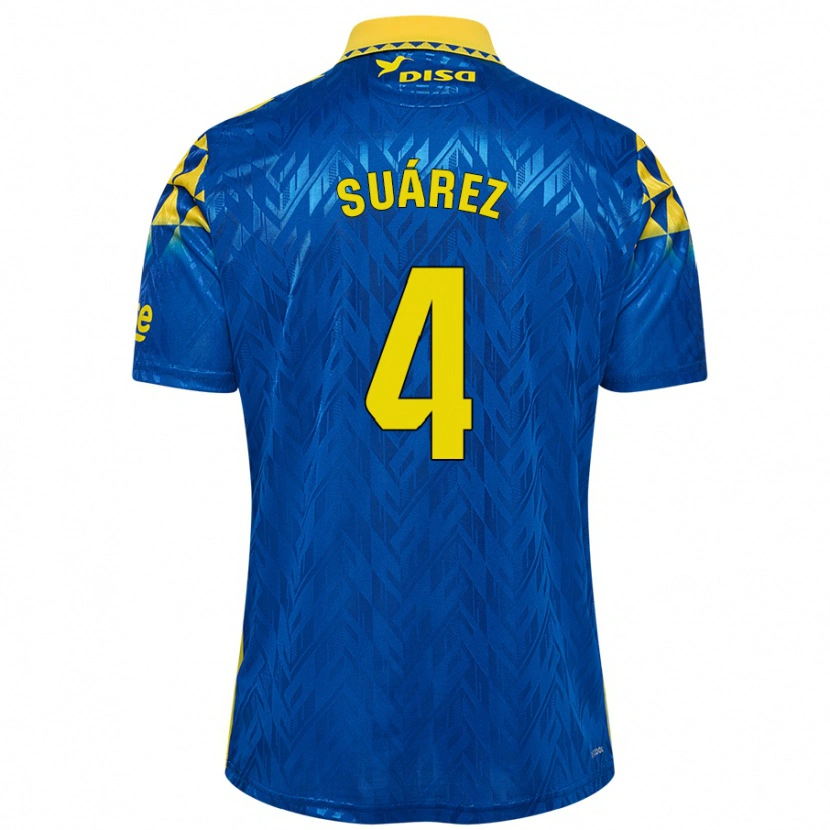 Danxen Dames Alex Suárez #4 Blauw Geel Uitshirt Uittenue 2024/25 T-Shirt