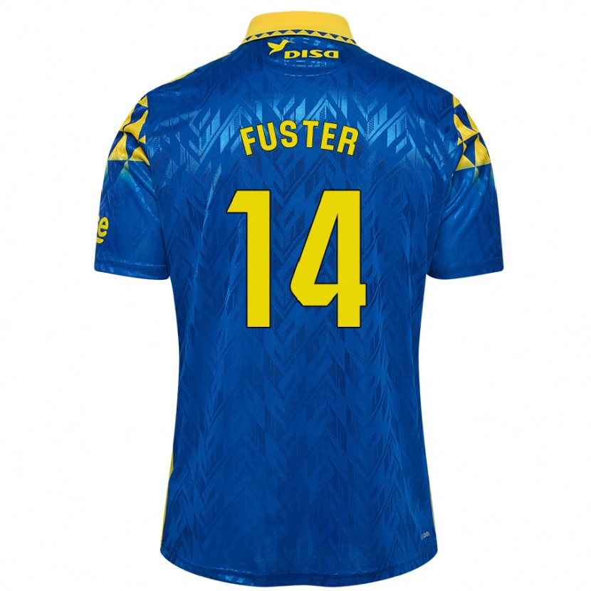 Danxen Dames Manu Fuster #14 Blauw Geel Uitshirt Uittenue 2024/25 T-Shirt