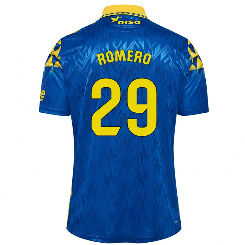 Danxen Dames Elías Romero #29 Blauw Geel Uitshirt Uittenue 2024/25 T-Shirt