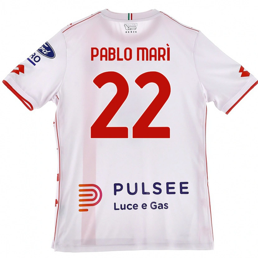 Danxen Dames Pablo Marí #22 Wit Rood Uitshirt Uittenue 2024/25 T-Shirt