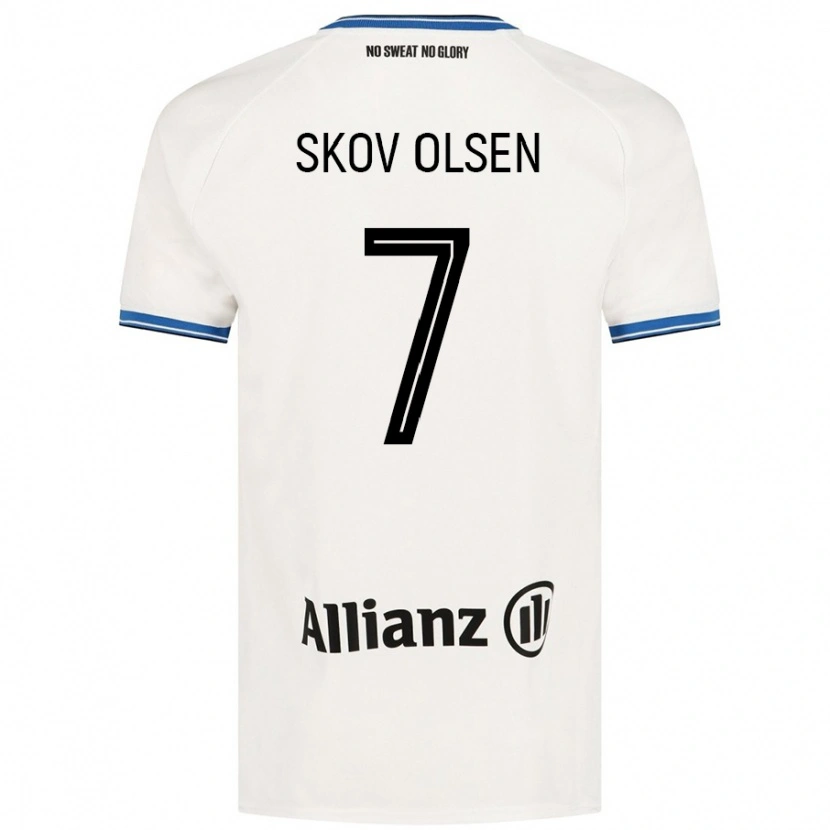 Danxen Dames Andreas Skov Olsen #7 Wit Uitshirt Uittenue 2024/25 T-Shirt