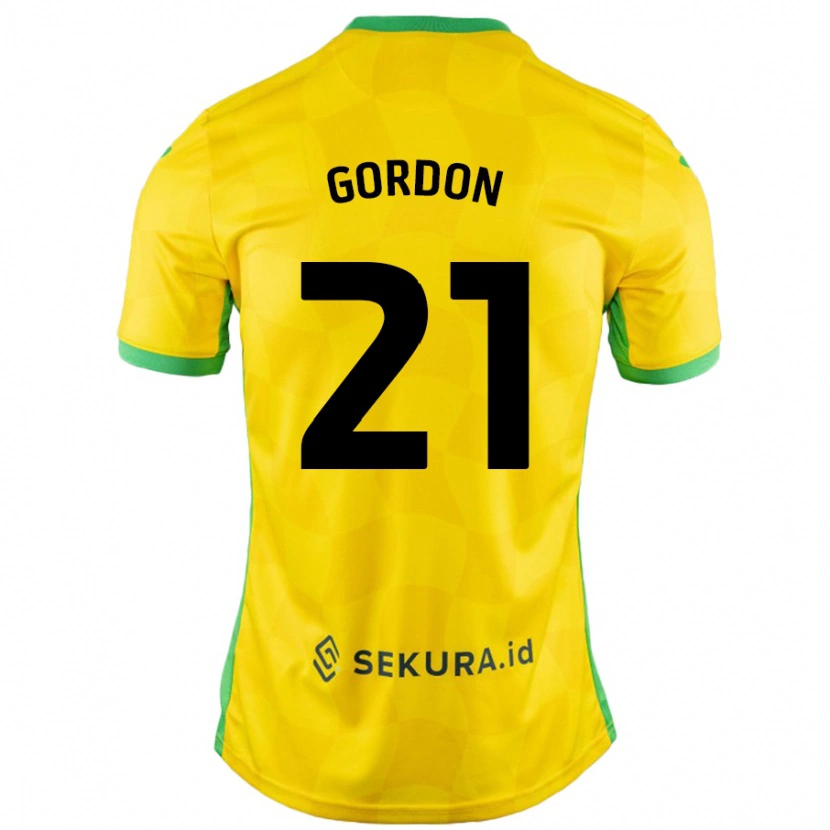 Danxen Kinderen Kaide Gordon #21 Geel Groen Thuisshirt Thuistenue 2024/25 T-Shirt